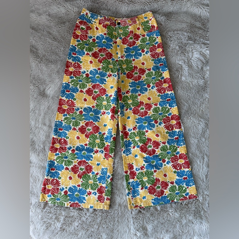 Studio Citizen Colorful Floral Wide Leg Pants Size L